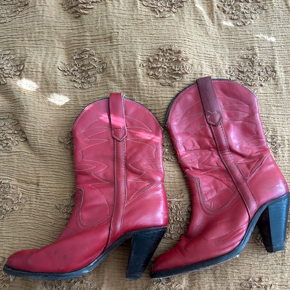 Vintage FRYE red leather western cowgirl boot size 8.5 - Picture 1 of 5
